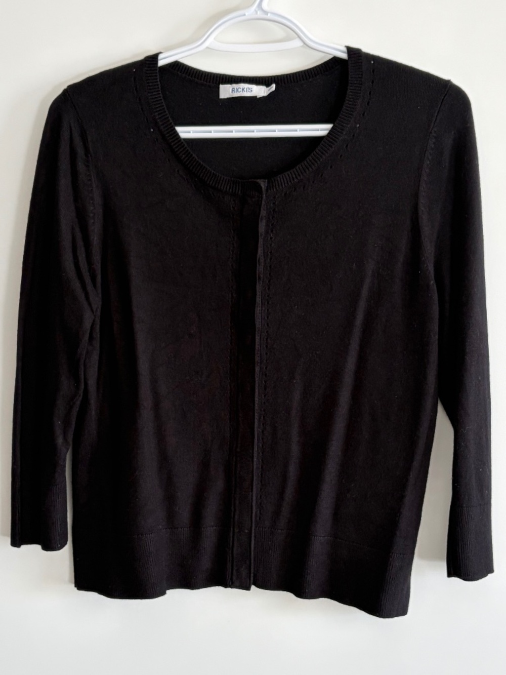 EUC Ricki’s Classic 3/4-Length Sleeved Cardigan Black Snap Front Closure Medium